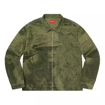 Куртка fw19 week 1 is love denim work jacket Supreme, зеленый