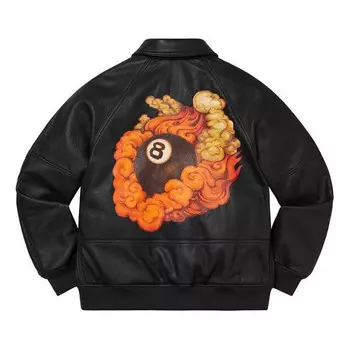 Куртка fw19 week 1 x martin wong x schott 8-ball leather varsity jacket Supreme, черный