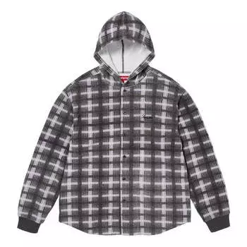 Куртка fw23 week14 hooded plaid knit shirt jacket 'black' Supreme, черный