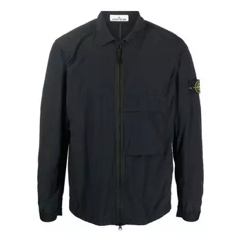 Куртка garment dyed naslan light overshirt 'black' Stone Island, черный