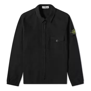 Куртка garment dyed zip shirt overshirt 'black' Stone Island, черный