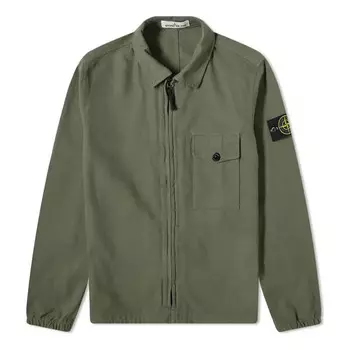 Куртка garment dyed zip shirt overshirt 'sage' Stone Island, зеленый