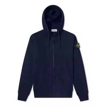 Куртка garment dyed zip through hoodie 'navy' Stone Island, синий