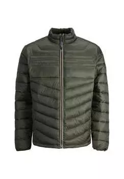 Куртка герой пуховик стеганый воротник без капюшона Jack & Jones, зеленый
