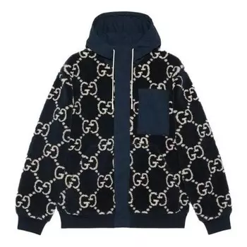 Куртка gg fuzzy fabric jacquard jacket 'dark blue' Gucci, синий