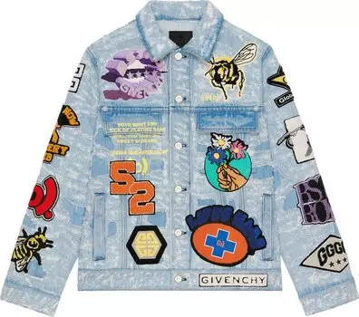 Куртка Givenchy Jacket In Destroyed Denim With Patches 'Medium Blue', синий