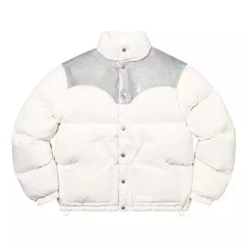 Куртка glitter yoke down puffer jacket 'white silver' Supreme, белый