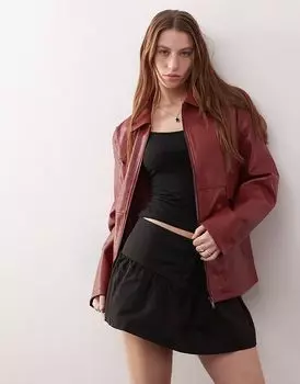 Куртка-гонщица свободного кроя Noisy May из искусственной кожи красного цвета