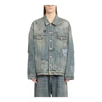 Куртка graffiti denim jacket 'light blue' Balenciaga, голубой