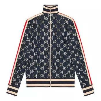 Куртка GUCCI Classic GG Cotton Jacquard Zipper Jacket Unisex Blue, синий