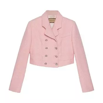 Куртка Gucci Cropped tweed jacket with sequins, цвет Classic Pink