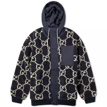 Куртка Gucci Jumbo Gg High Pile Fleece, темно-синий