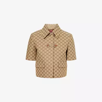Куртка Gucci с коротким рукавом и монограммой, коричневый