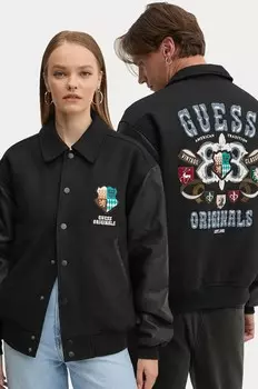 Куртка Guess Originals из смесовой шерсти, черный
