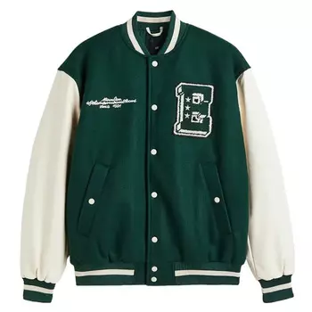Куртка H&M Baseball, зеленый/кремовый