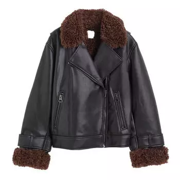 Куртка H&amp;M Biker, черный/коричневый