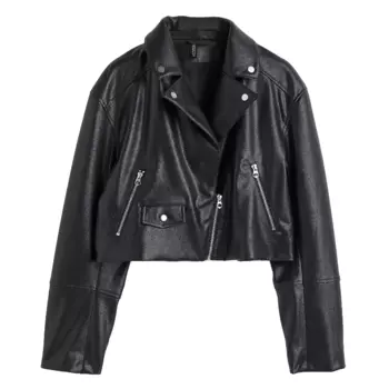 Куртка H&amp;M Cropped Biker, черный