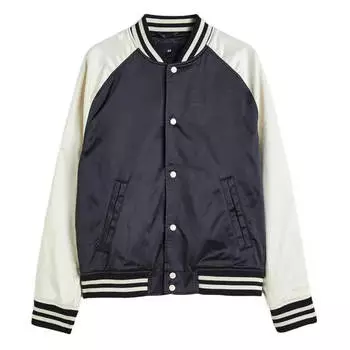 Куртка H&M Satin Baseball, кремовый/черный