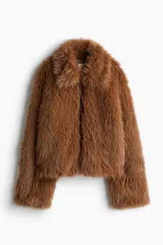 Куртка H&M A/W 2024 Fluffy, коричневый
