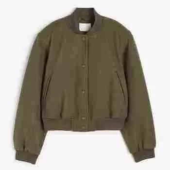 Куртка H&M Felted Bomber, темно-зеленый хаки