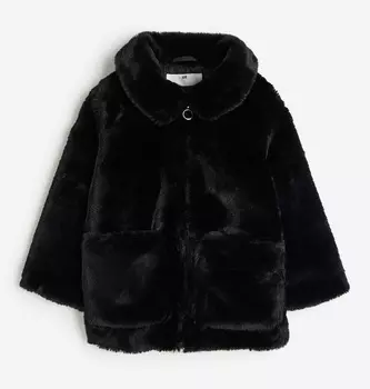 Куртка H&M Fluffy with Collar, черный