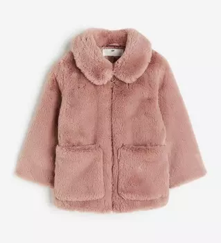 Куртка H&M Fluffy with Collar, розовый