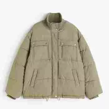 Куртка H&M Puffer Jacket, светло-зеленый хаки