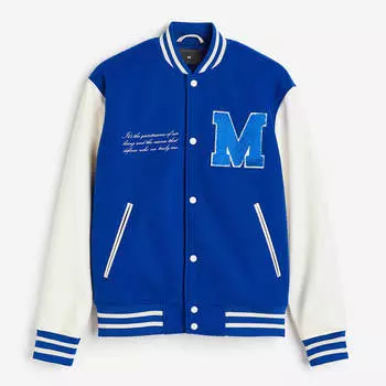 Куртка H&M Regular Fit Baseball, синий/белый