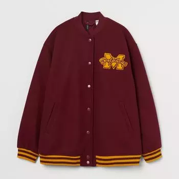 Куртка H&M x Netflix Varsity Dolphins, бордовый/оранжевый