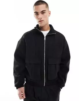 Куртка харрингтон черного цвета Bershka