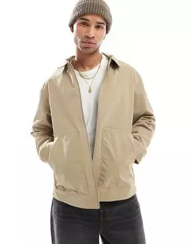 Куртка харрингтон из твила бежевого цвета Jack & Jones
