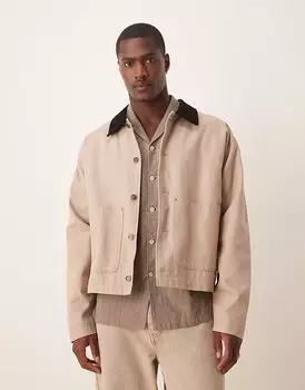 Куртка-харрингтон свободного кроя ASOS DESIGN с воротником-стойкой цвета «мытый камень»