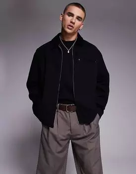 Куртка харрингтон свободного кроя черного цвета ASOS DESIGN