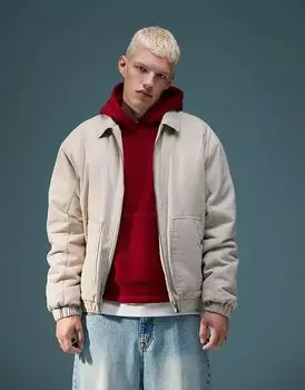 Куртка харрингтон свободного кроя в камне ASOS DESIGN