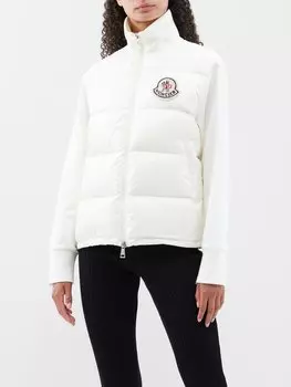Куртка хлопковой вязки со стегаными вставками Moncler, белый