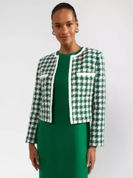 Куртка Hobbs Genevieve Large Houndstooth Boucle, цвет green/ivory