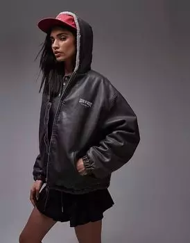 Куртка House of Sunny с капюшоном и подкладкой из искусственного меха темно-серого цвета