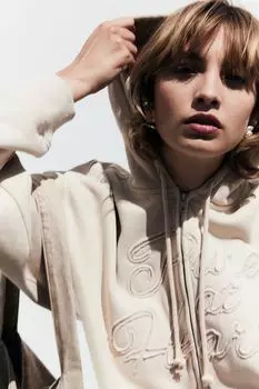 Куртка-Худи оверсайз H&M, бежевый