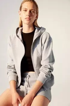 Куртка худи с вафельной структурой H&M, серый