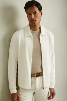 Куртка Hudson с текстурированной молнией Reiss, белый