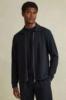 Куртка Hudson с текстурированной молнией Reiss, синий