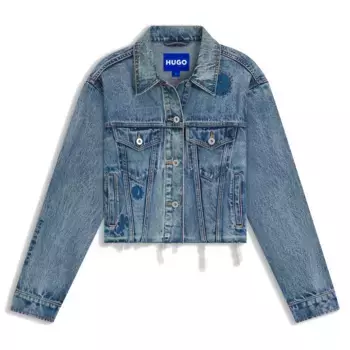 Куртка HUGO Anouk Cropped 10274727 BLUE denim, синий