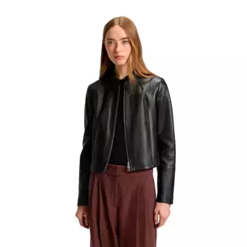Куртка HUGO Lasari 10272765 01 leather, черный