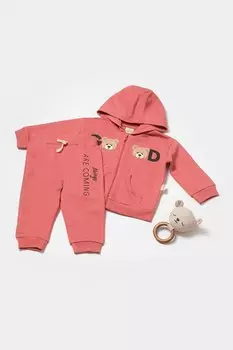 Куртка и брюки с капюшоном BabyCosy Organic Wear, розовый