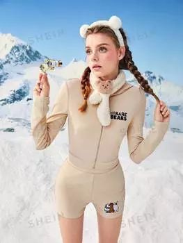 Куртка и шорты Shein на молнии, хаки