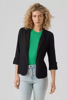 Куртка имеет рюши на рукавах и включает льняное полотно VERO MODA, черный