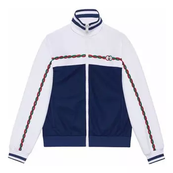 Куртка interlocking g polyester pique zip-up jacket 'blue white' Gucci, белый