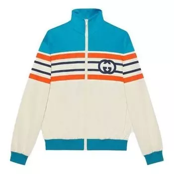 Куртка interlocking g stripe jacket 'light blue ivory' Gucci, голубой