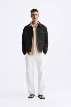 Куртка из 100% льна ZARA, черный