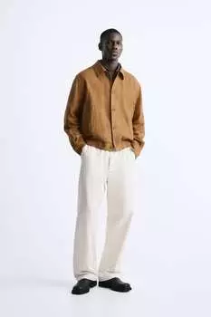 Куртка из 100% льна Zara, табак